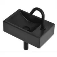 Plieger Houston & Lupo 2.0 Fonteinset – 37 x 23 x 11 cm – Complete set – Wasbak keramiek zwart – Toiletkraan zwart rechts