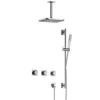 Hotbath Gal Complete thermostatische douche InBouwSet Gal met 2 stopkranen met Plafondbuis en Glijstang Chroom IBSGL70CR27