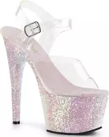 Pleaser Sandaal met enkelband, Paaldans schoenen -40 Shoes- ADORE-708LG Paaldans schoenen Roze/Transparant