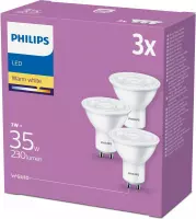 Philips 3x led-lampen/verlichting GU10 LED lamp COB 3W 230 lumen 3000K
