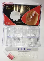 Salon Nagel Tips Set Transparent - 500 Tips + 1 Nagel File + Nagel Glue | Kunstnagel Set voor het zetten van Nagelverlenging | Tips - Nepnagels pakket  | Design Nail Tips | Naget T