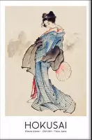 Walljar - Katsushika Hokusai - Woman - Muurdecoratie - Poster met lijst
