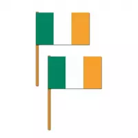 2x stuks luxe zwaaivlag/handvlag Ierland 30 x 45 cm - Landen decoratie feestartikelen - St patricksday thema