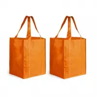 4x stuks boodschappen tas/shopper oranje 38 cm - Stevige boodschappentassen/shopper bag