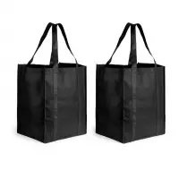 3x stuks boodschappen tassen/shoppers zwart 38 cm - Stevige boodschappentassen/shoppers