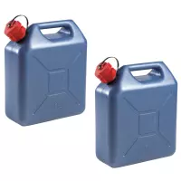 2x stuks kunststof jerrycans blauw voor brandstof L29 x B15 x H35 cm - 10 liter - benzine / diesel