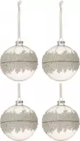 J-Line Doos Van 4 Kerstballen Suiker Midden Diamanten Lijn Glas Klaar Medium