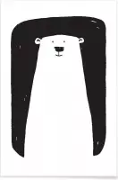JUNIQE - Poster Bear -20x30 /Wit & Zwart