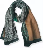 Pied de Poule sjaal - 100% Viscose - in between season scarf - Groen