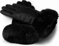 NapoFUR Napogloves Gevoerde handschoenen Dames Touchscreen handschoenen Zwart Maat S