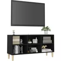 Tv-meubel met massief houten poten 103,5x30x50 cm zwart
