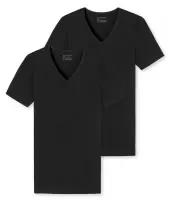 SCHIESSER 95/5 T-shirts (2-pack) - V-hals - zwart -  Maat: 3XL