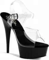 Pleaser Sandaal met enkelband -40 Shoes- DELIGHT-608 US 10 Zwart/Transparant