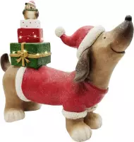 Decoratie kerst hond met cadeautjes ledverlichting 40x18x8 cm | A215011 | Dekoratief
