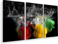Schilderij - Paprika in het water, keuken, premium print