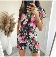 Just me playsuit bloemen zwart one size