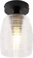 QAZQA michi - Art Deco Plafondlamp - 1 lichts - Ø 120 mm - Zwart -  Woonkamer | Slaapkamer | Keuken