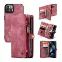 iPhone 13 Mini Bookcase hoesje - CaseMe - Effen Rood - Leer - Portemonnee met 11 Vakjes voor Pasjes en Ritsvak