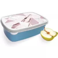Broodtrommel Blauw met Roze Marmer Design