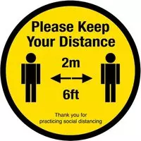 Social distancing vloersticker "Please Keep Your Distance" 40cm