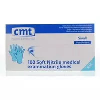 CMT Onderzoekhandschoen nitriel soft blauw poedvr S 100 Stuks