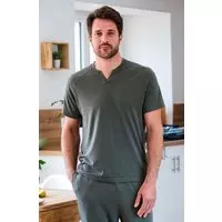 Pyjamatop van biologisch katoen en Tencel™ Sonora voor mannen Anthracite