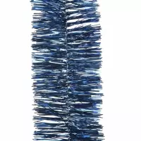 2x Kerstboom folie slinger donker blauw 270 cm - kerstslingers