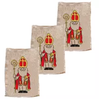 Pakket van 5x stuks jute Sinterklaas cadeau zakken klein 35 x 50 cm - Sint feestartikelen jute kadozakken