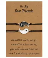 Vriendschap Armband op Kaart | Sieraden | Ying Yang 2 | BFF Geluks armband | Liefde | Trendy Tiener Sieraad Kerst / Sinterklaas / Feestdagen Cadeau | Hanger