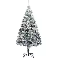 vidaXL Kunstkerstboom met sneeuwvlokken 300 cm PVC groen