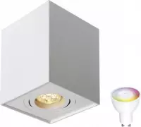 Spectrum - LED plafondspot - Cube vierkant - Wit - met GU10 fitting - kantelbaar - excl. LED spot