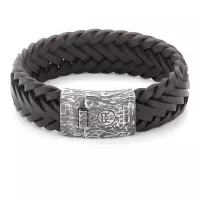 Rebel and Rose Silver Line Braided Raw Vintage Armband RR-L0074-S-L (Lengte: 18.00-19.50 cm)