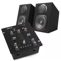 DJ set mengpaneel - Vonyx VDJ25 DJ set met mixer met versterker, Bluetooth en mp3 speler, speakers en luidsprekerkabel - Direct starten met draaien!