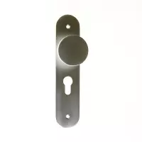 Knop-/krukgarnituur aluminium op schild 45x210mm, D-model F1 afgerond model PC55 LS