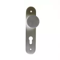 Knop-/krukgarnituur aluminium op schild 45x210mm, D-model F1 afgerond model PC72 LS