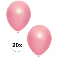 20x Roze metallic ballonnen 30 cm - Feestversiering/decoratie ballonnen roze