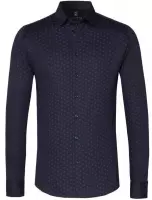 Desoto - Overhemd Kent Grafisch Patroon Donkerblauw - XXL - Heren - Slim-fit