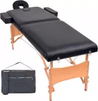 Everest Massagetafel inklapbaar 2 zones 10 cm dik zwart