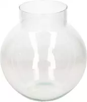 Transparante ronde vaas/vazen van glas 23 x 23 cm - Bloemen/boeketten vaas voor binnen gebruik