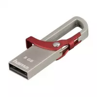Hama USB-stick 8 GB, 2.0, 15 MB/s, geheugenstick rood FlashPen met karabijnhaak