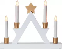 STAR Trading Julle Kerst Kaarsenstandaard - Kerstverlichting - E10 - hout/wit/goud