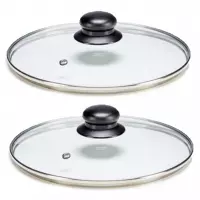 2x stuks universele glazen pannendeksels voor pannen van 28 cm - Kookpannen accessoires