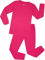 Elowel - Unisex 'Volle Kleur' Pyjama, 2 Delig, 100% Katoen, Comfortabel, Slim fit Broek | 18-24 Maand | Felroze