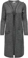 Jacqueline de Yong Vest Jdydrea L/s Long Hood Cardigan Knt 15238246 Dark Grey Melange Dames Maat - S