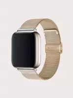 Geschikt voor Apple Watch Bandje Rose Goud Series 1/2/3/4/5/6/7/SE 42/44/45 mm - iWatch Milanees Polsband Luxe Milanese Loop - Roestvrij staal - Luxe sluiting