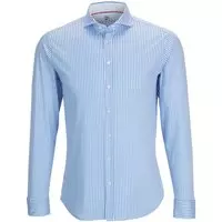 Desoto - Overhemd Strijkvrij Blauw Streep - XS - Heren - Slim-fit