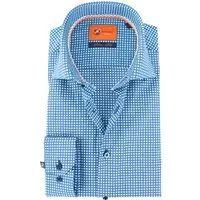 Suitable - Overhemd Blauw Print D71-18 - 38 - Heren - Slim-fit