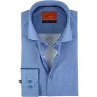 Suitable - Overhemd SF Geometric Blauw - 38 - Heren - Slim-fit