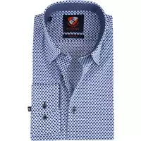 Suitable - Overhemd Willem Blauw Dessin - 38 - Heren - Slim-fit
