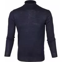 Suitable - Merino Coltrui Pull Donkerblauw - M - Modern-fit
